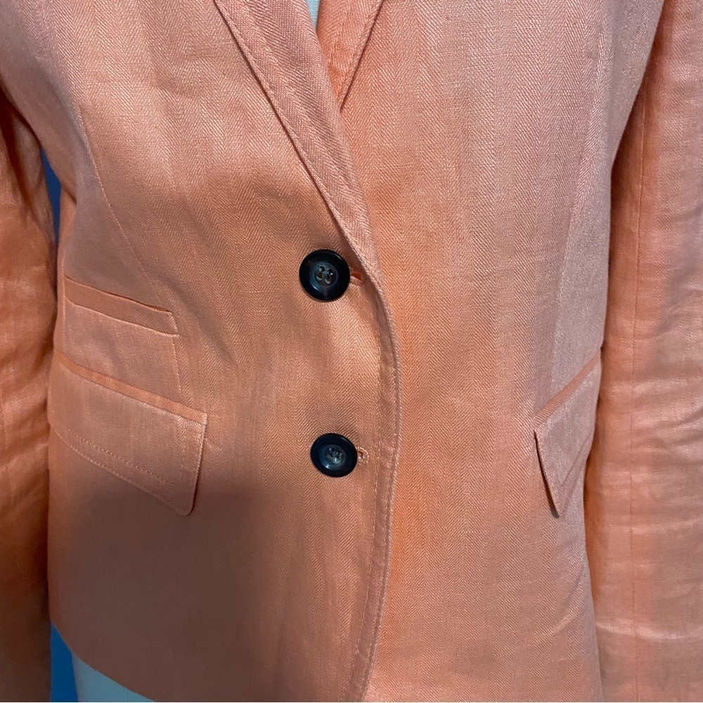 J.Crew Light Orange Linen Blazer Women’s 4 Classic Tailored Jacket - Picture 2 of 12